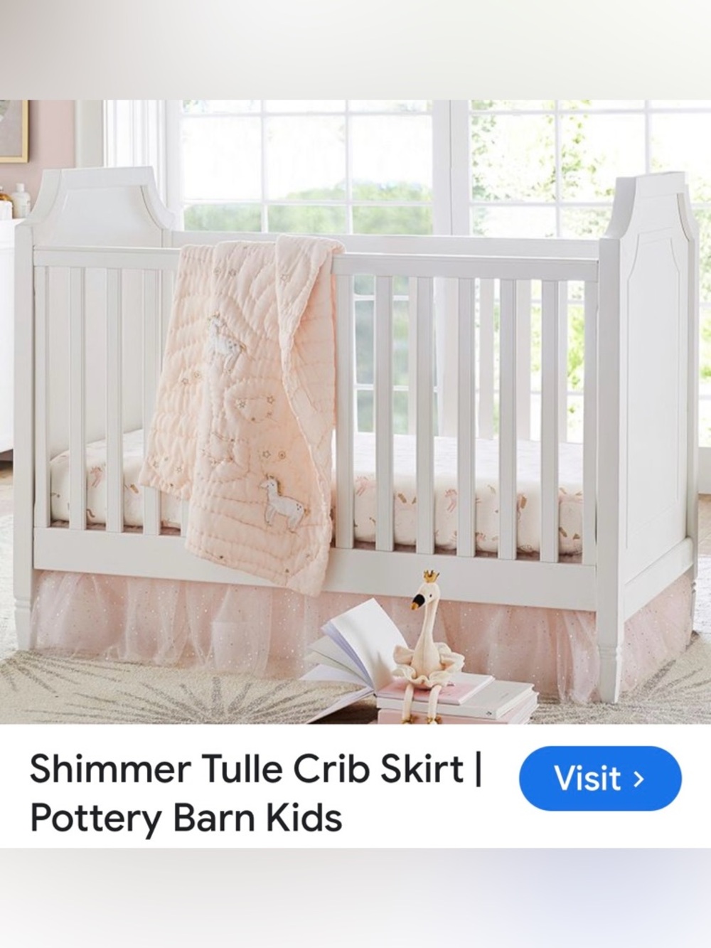 Pottery Barn Kids Shimmer Tulle bed / crib Skirt in Blush